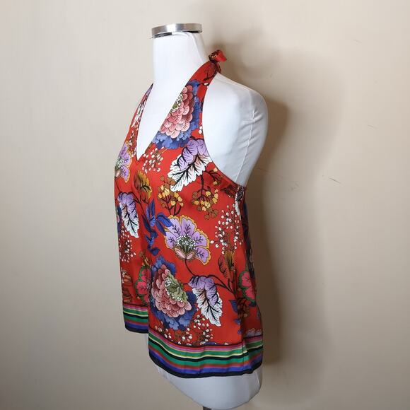Express Halter Top Tank Floral Stripe Satin - Picture 4 of 10